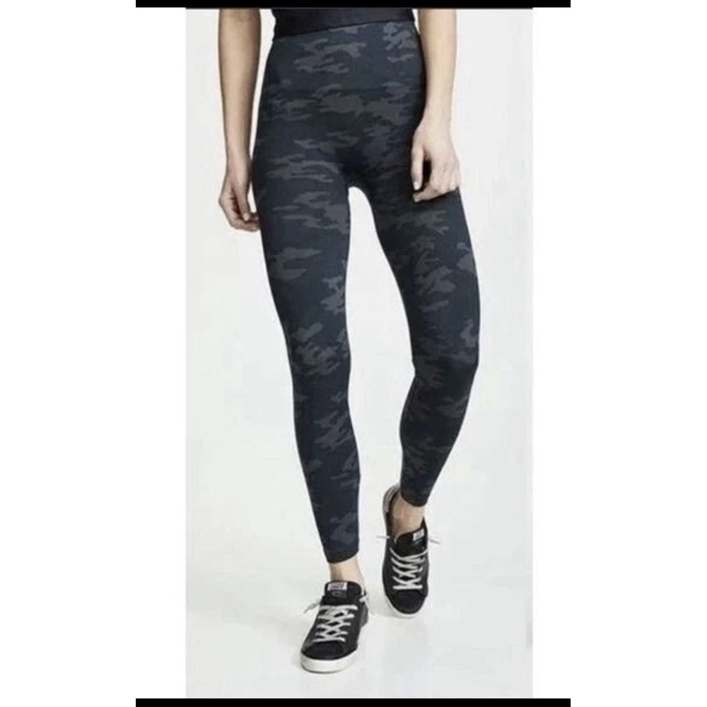 Spanx Leggings Womens XL Black & Gray Camo Camouflage High Waisted Pants